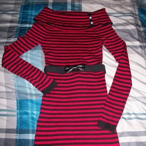 ** Red and Black Striped Dress **